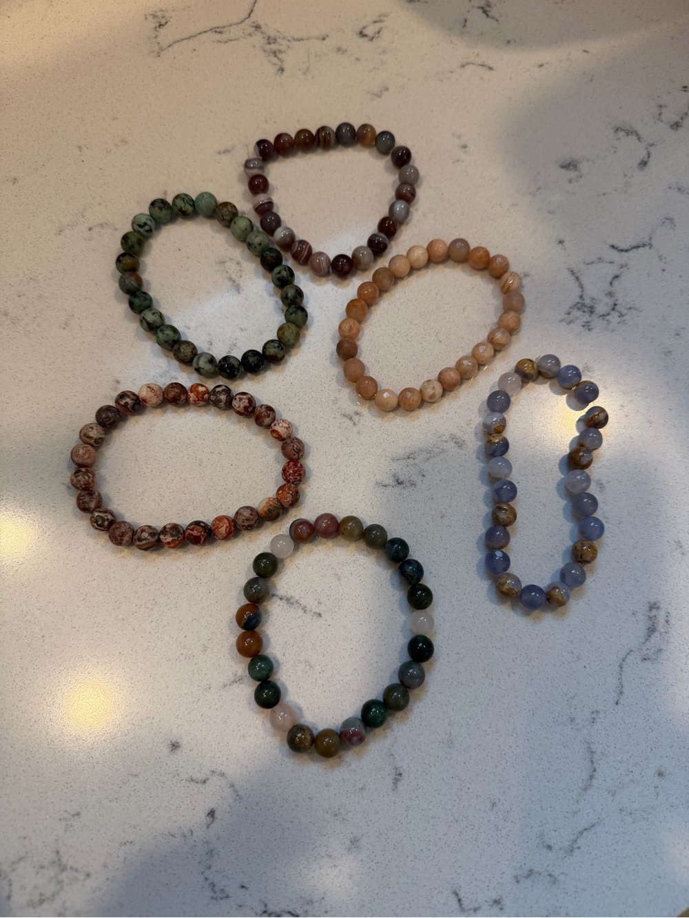 Multi-Color Natural Stone Beaded Stretch Bracelet Set